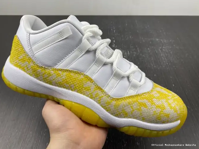 Official Maikesneakers AH7860-107 11 WMNS Low Air Snakeskin Yellow Jordan 0402
